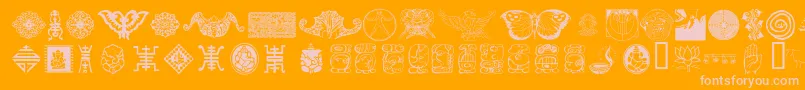 CulturalIcons-Schriftart – Rosa Schriften auf orangefarbenem Hintergrund