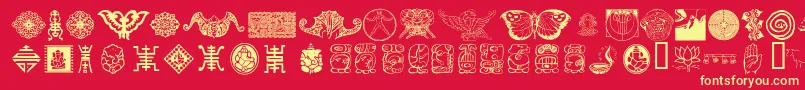 CulturalIcons-fontti – keltaiset fontit punaisella taustalla