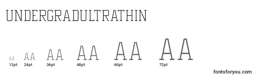 Размеры шрифта UndergradUltraThin