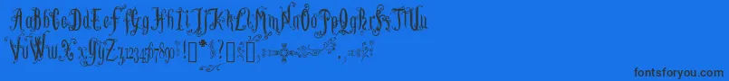 LutinPaniquangoisse-Schriftart – Schwarze Schriften auf blauem Hintergrund