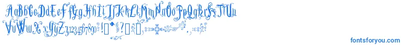 LutinPaniquangoisse-Schriftart – Blaue Schriften auf weißem Hintergrund