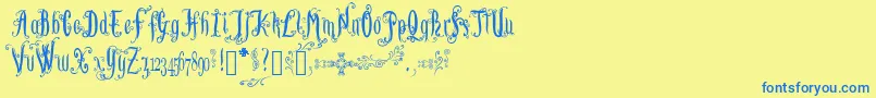 LutinPaniquangoisse Font – Blue Fonts on Yellow Background