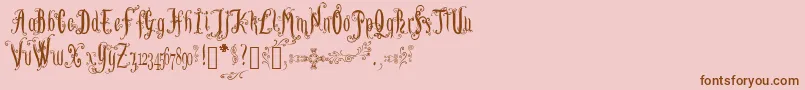 LutinPaniquangoisse-Schriftart – Braune Schriften auf rosa Hintergrund