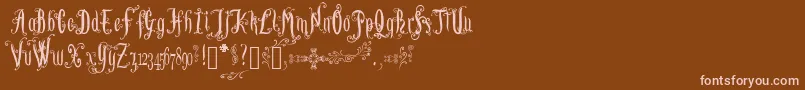 LutinPaniquangoisse-Schriftart – Rosa Schriften auf braunem Hintergrund