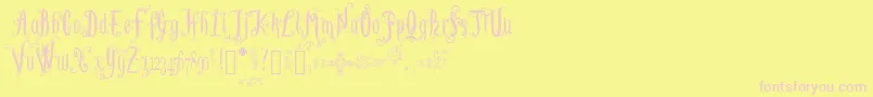 LutinPaniquangoisse-fontti – vaaleanpunaiset fontit keltaisella taustalla