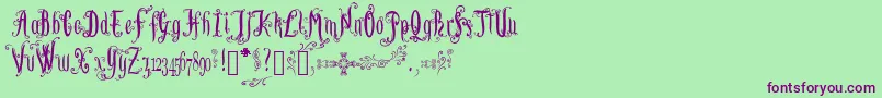 LutinPaniquangoisse-Schriftart – Violette Schriften auf grünem Hintergrund