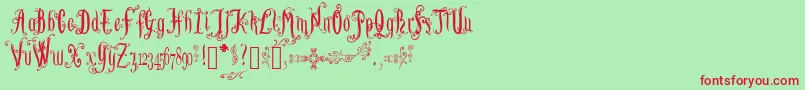 LutinPaniquangoisse-Schriftart – Rote Schriften auf grünem Hintergrund