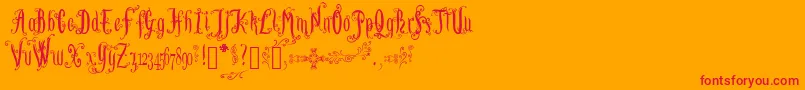 LutinPaniquangoisse-Schriftart – Rote Schriften auf orangefarbenem Hintergrund