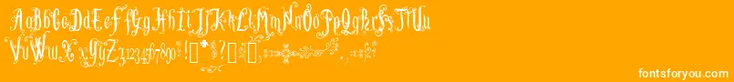 LutinPaniquangoisse-Schriftart – Weiße Schriften auf orangefarbenem Hintergrund