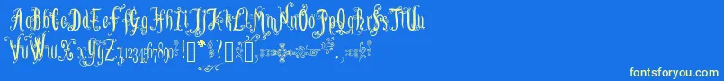 LutinPaniquangoisse-Schriftart – Gelbe Schriften auf blauem Hintergrund