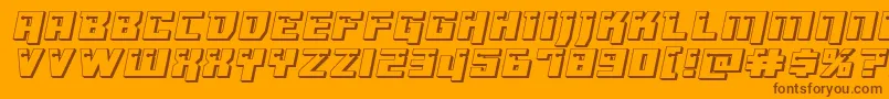 Dangerbot3Dexpand-Schriftart – Braune Schriften auf orangefarbenem Hintergrund