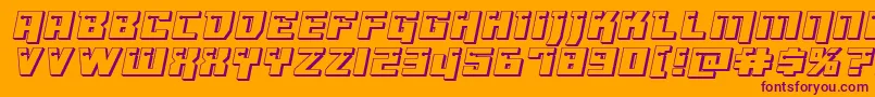 Dangerbot3Dexpand-Schriftart – Violette Schriften auf orangefarbenem Hintergrund