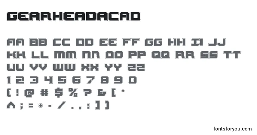Gearheadacad-fontti – aakkoset, numerot, erikoismerkit