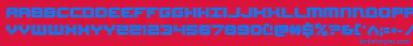 Gearheadacad-Schriftart – Blaue Schriften auf rotem Hintergrund