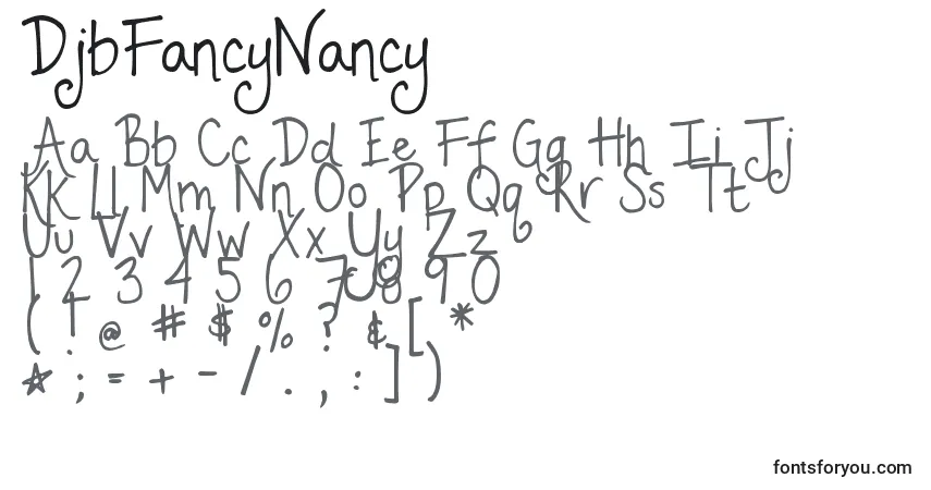 Schriftart DjbFancyNancy – Alphabet, Zahlen, spezielle Symbole