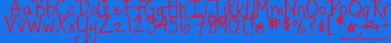 DjbFancyNancy Font – Red Fonts on Blue Background