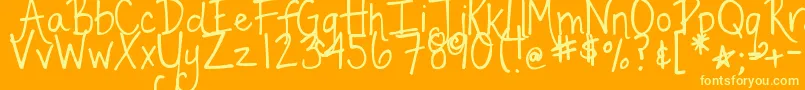 Lisätietoja DjbFancyNancy-fontista DjbFancyNancy-fontti – keltaiset fontit oranssilla taustalla