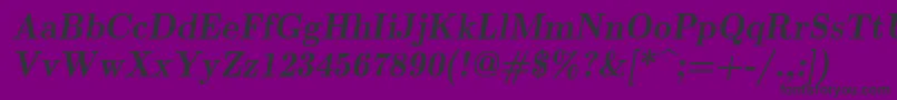 Шрифт Lmromandemi10Oblique – чёрные шрифты на фиолетовом фоне