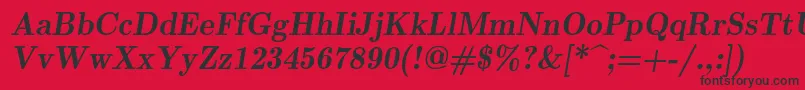 フォントLmromandemi10Oblique – 赤い背景に黒い文字