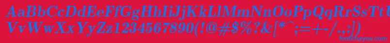 フォントLmromandemi10Oblique – 赤い背景に青い文字
