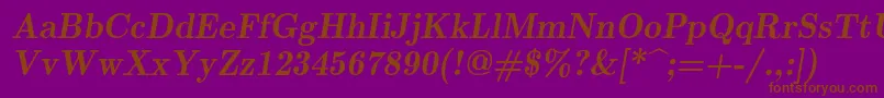 Lmromandemi10Oblique-Schriftart – Braune Schriften auf violettem Hintergrund