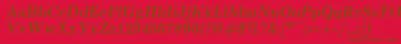 フォントLmromandemi10Oblique – 赤い背景に茶色の文字