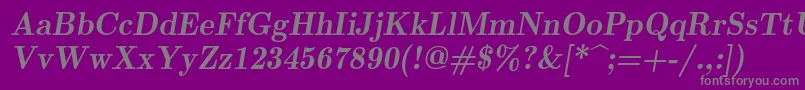 フォントLmromandemi10Oblique – 紫の背景に灰色の文字