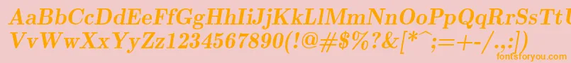フォントLmromandemi10Oblique – オレンジの文字がピンクの背景にあります。