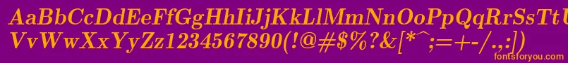 Lmromandemi10Oblique-Schriftart – Orangefarbene Schriften auf violettem Hintergrund