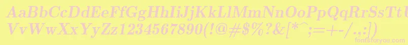 Lmromandemi10Oblique Font – Pink Fonts on Yellow Background