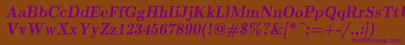 Lmromandemi10Oblique-fontti – violetit fontit ruskealla taustalla