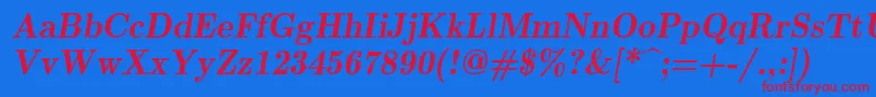 フォントLmromandemi10Oblique – 赤い文字の青い背景