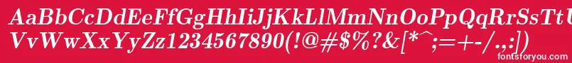 Lmromandemi10Oblique-Schriftart – Weiße Schriften auf rotem Hintergrund