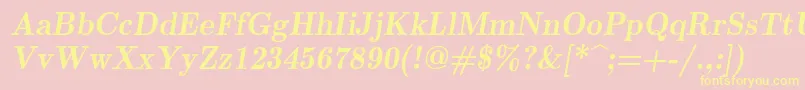 Lmromandemi10Oblique-fontti – keltaiset fontit vaaleanpunaisella taustalla