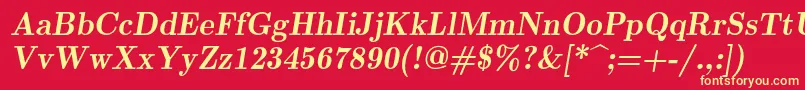 Lmromandemi10Oblique-fontti – keltaiset fontit punaisella taustalla