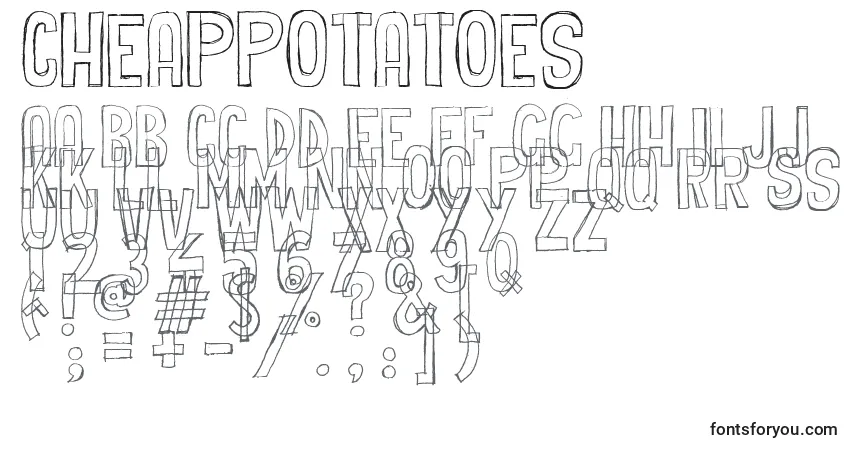 Fuente CheapPotatoes - alfabeto, números, caracteres especiales