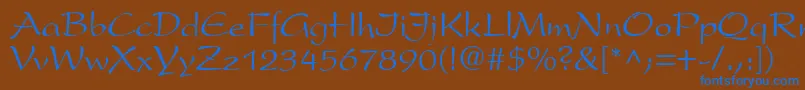 フォントPrestonscriptRegular – 茶色の背景に青い文字