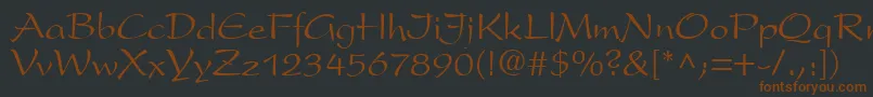 フォントPrestonscriptRegular – 黒い背景に茶色のフォント