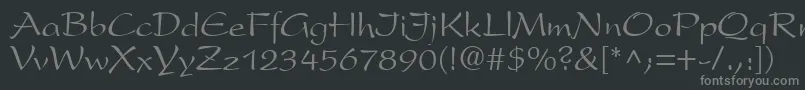 フォントPrestonscriptRegular – 黒い背景に灰色の文字