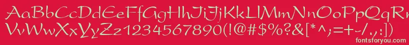 フォントPrestonscriptRegular – 赤い背景に緑の文字