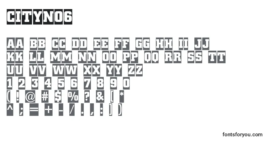 A fonte Cityno6 – alfabeto, números, caracteres especiais