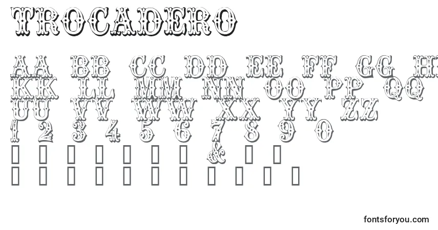 Шрифт Trocadero – алфавит, цифры, специальные символы