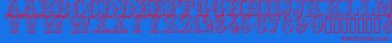 Trocadero Font – Red Fonts on Blue Background