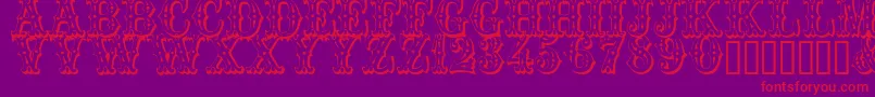 Trocadero Font – Red Fonts on Purple Background