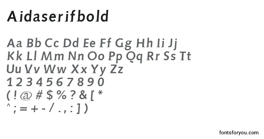 A fonte Aidaserifbold – alfabeto, números, caracteres especiais