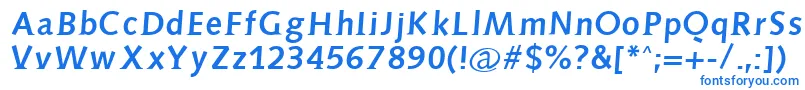 フォントAidaserifbold – 白い背景に青い文字