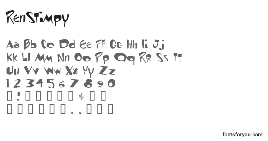 A fonte RenStimpy – alfabeto, números, caracteres especiais