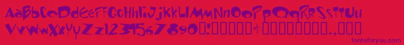 Fonte RenStimpy – fontes roxas em um fundo vermelho