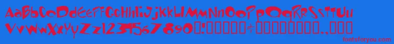 RenStimpy Font – Red Fonts on Blue Background