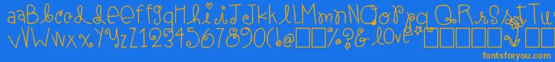 ElleAmi Font – Orange Fonts on Blue Background